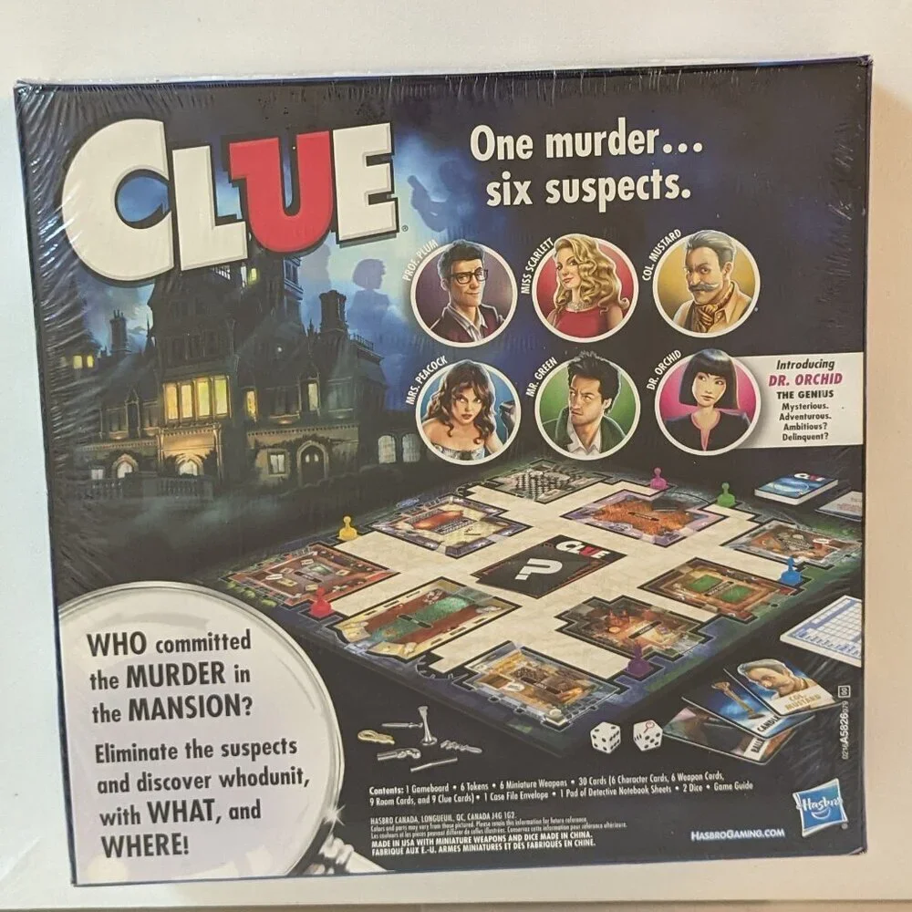 NWT Clue Dr Orchid Classic Mystery Board Game Sealed Crime Hasbro Halloween NEW